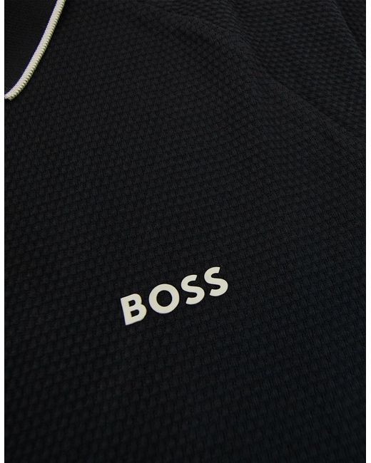 Boss Black Philix Structured-Cotton Polo Shirt With Contrast Logo 001 for men
