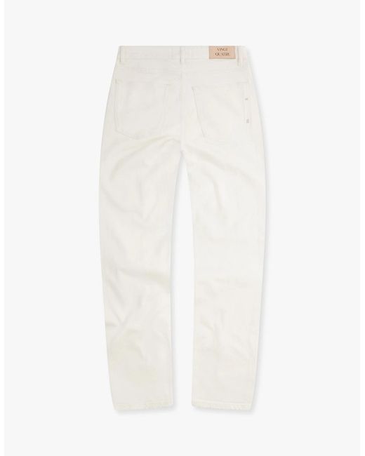 Vingt Quatre Denim White Vingt Quatre Taper Fit Chalk Jeans for men