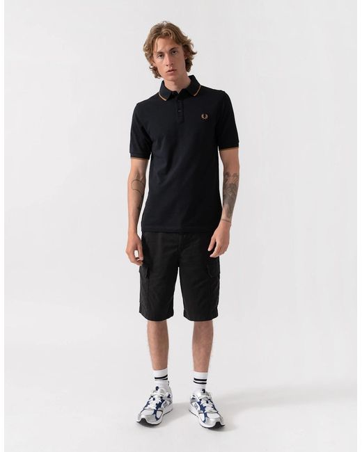 Fred Perry Black Collar Stand Polo Shirt for men
