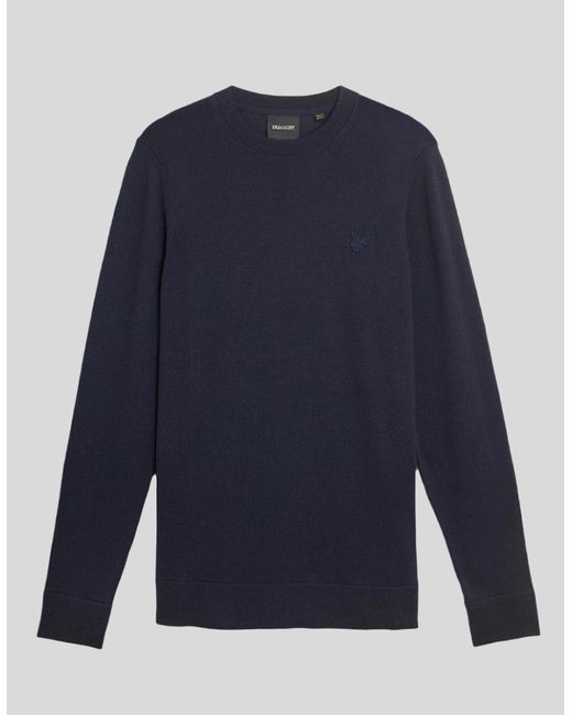 Lyle & Scott Blue Superfine Cotton Crew Neck Jumper for men