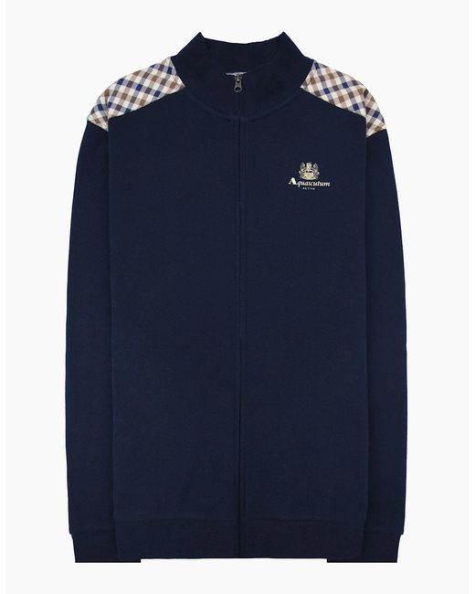 Aquascutum Blue Cc Shoulder Fz Fleece Funnel Neck 11 for men