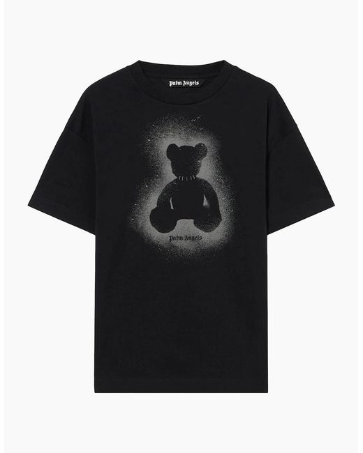 Palm Angels Black Spray Bear Regular Tee for men