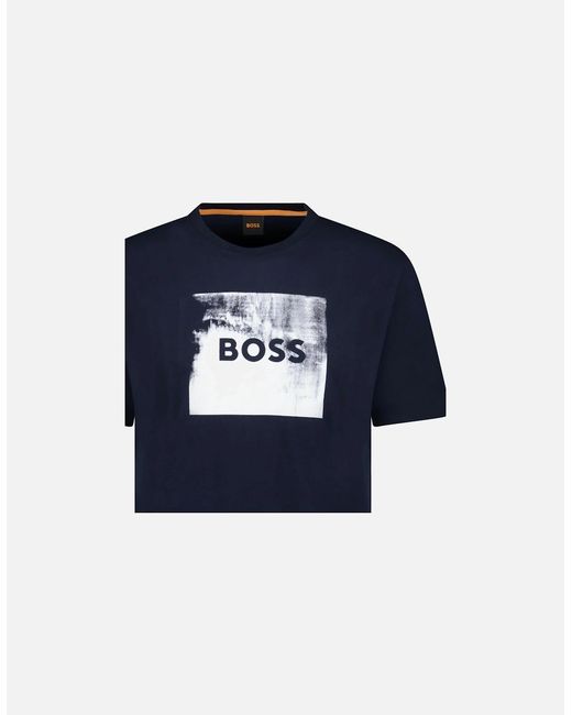 Boss Blue Regular Fit Graphic Print T-Shirt for men