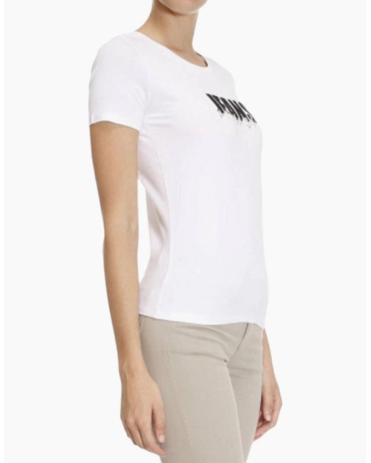 Armani White Jeans 6X5T01 5J00Z T Shirt Casual Crew Neck Short Sleeve Top