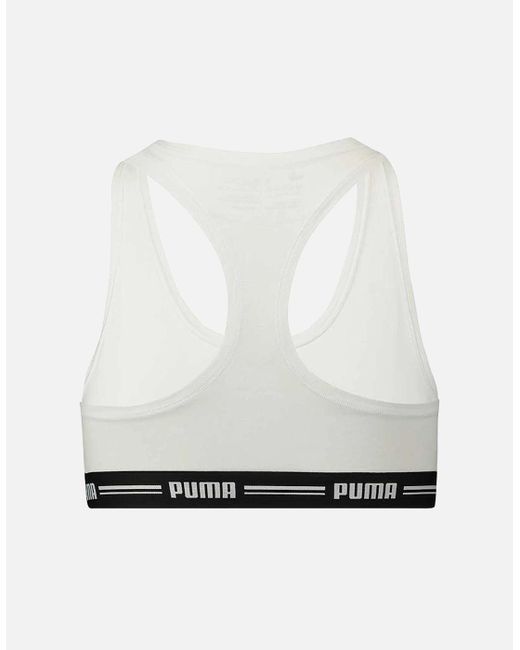 PUMA White Cotton Modal Stretch Iconic Bralette