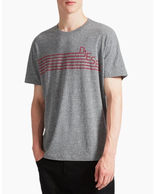 DIESEL Gray T Joe Qf T Shirt Short Sleeve Crew Neck Casual Summer Cotton Tees for men