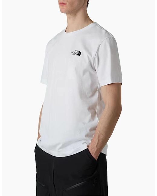 The North Face White Vertical Logo T-Shirts Crew Neck Short Sleeve Soft Cotton Tee for men