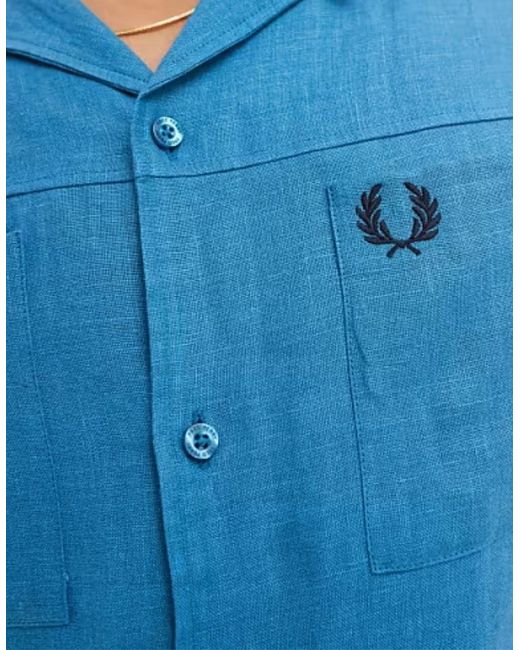 Fred Perry Blue Runaway Ocean Shirt for men