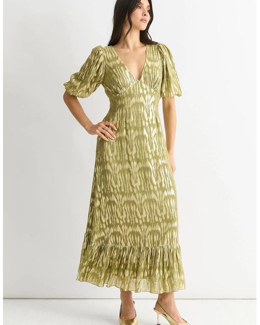 Gini London Metallic Viscose Animal Jacquard Occasion Midi Dress