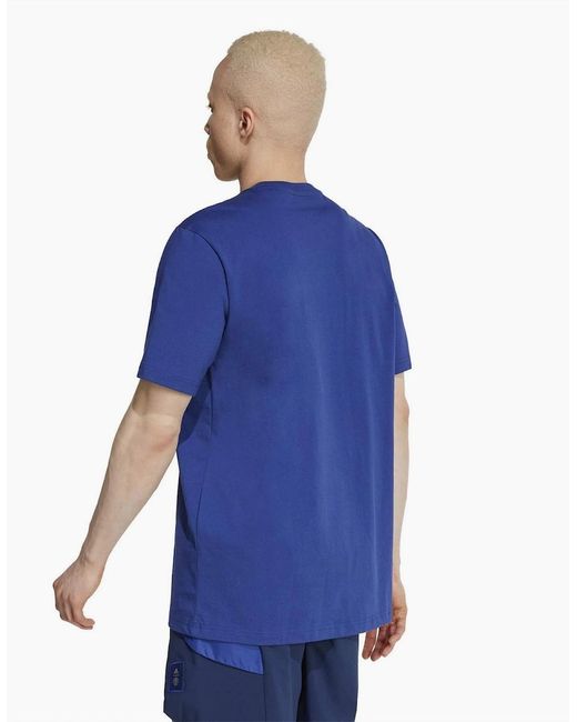 Adidas Blue Mufc Crew Neck Short Sleeve Jersey T-Shirt for men