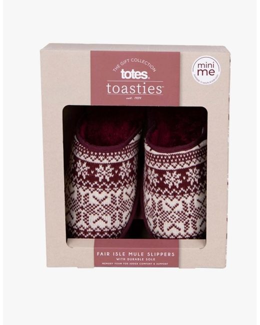 Totes Red Toasties Fair Isle Mule Slippers for men