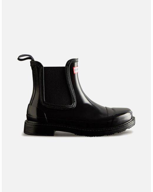 Hunter Black Commando Gloss Chelsea Boot Wellingtons