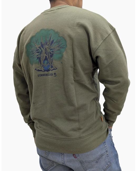 Timberland Green Sweatshirts Pullover Crew Neck Fleece Casual Cotton Jumper for men