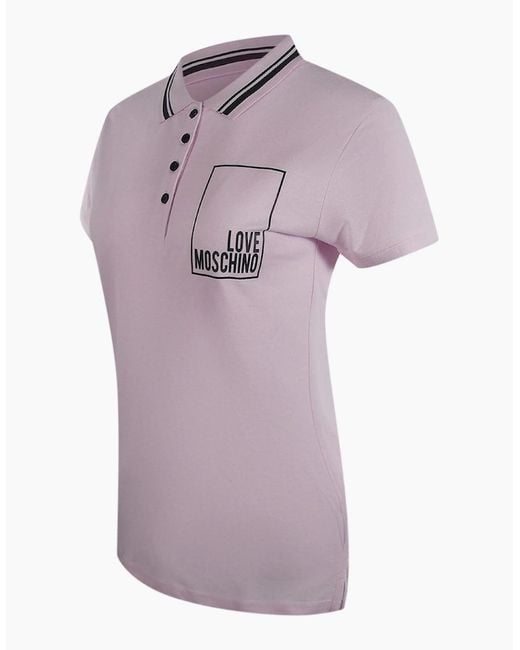 Love Moschino Purple Small Box Logo Polo Shirt