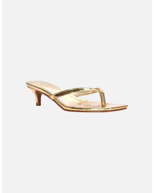 XY London Natural Ladies Jane Toe Post Low Kitten Heel Mule Sandals