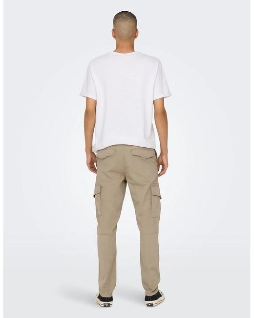 Only & Sons White Dean Regular Fit Cargo Pants for men