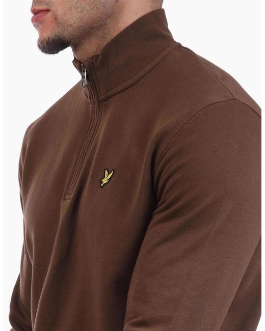 Lyle & Scott Brown Quarter Zip Sweatshirt for men
