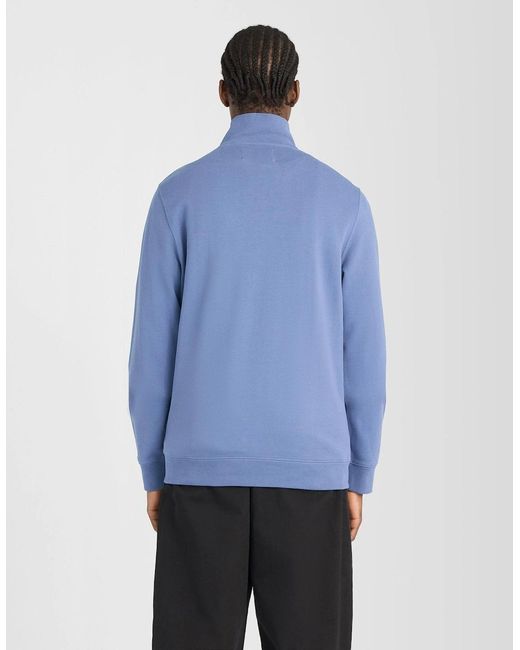 Lyle & Scott Blue Superfine Cotton 1/4 Zip Sweatshirt for men