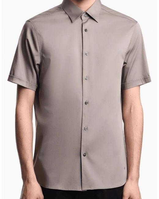 Emporio Armani Gray Pima Cotton Short Sleeve Shirt for men