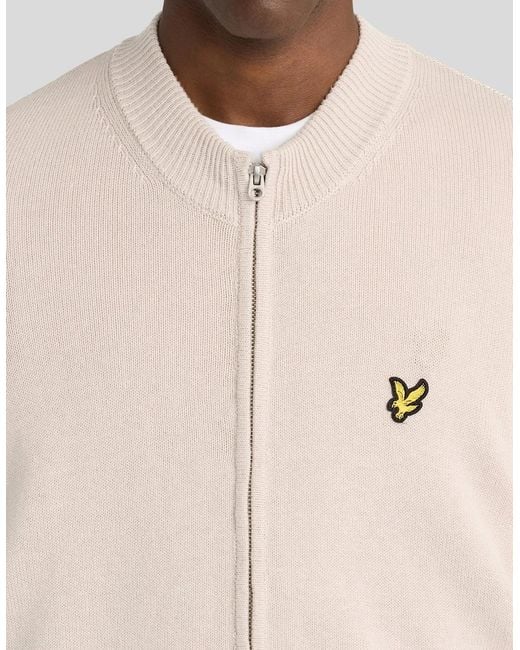 Lyle & Scott Natural Cotton Merino Zip Cardigan for men