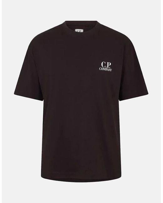 C P Company Black 30/1 Jersey Back Logo T-Shirt for men