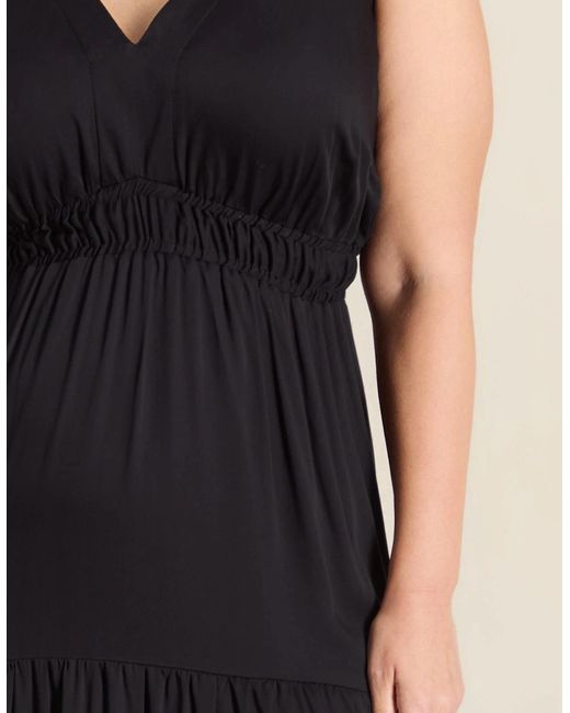 Live Unlimited London Black Tiered Sleeveless Maxi Dress