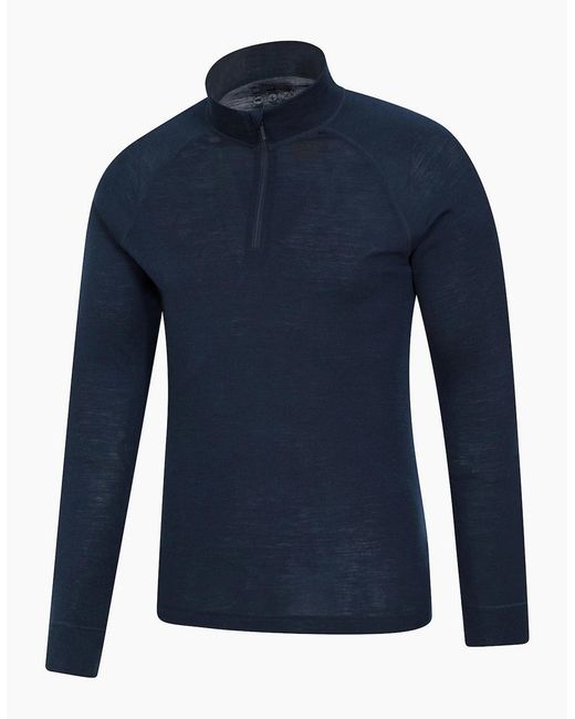Mountain Warehouse Blue Merino Ii Base Layer Top for men