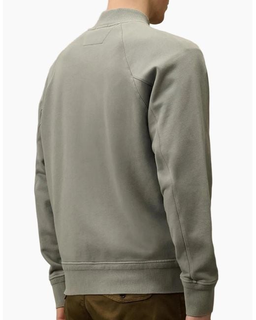 C P Company Gray Diagonal Fleece Resist Dyed Zipped Lens Sweatshirt for men