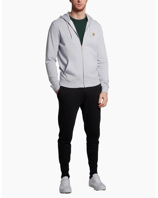Lyle & Scott Gray Lyle & Scott Ml420Vog Hoodies Long Sleeve Full Zip Winter New Hooded Tops for men