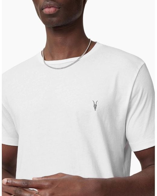 AllSaints White All Saints T Shirts Tonic Crew Neck Short Sleeve Rumskull Plain Casual Tops for men