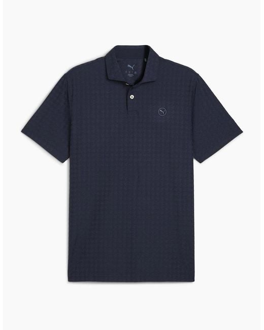 PUMA Blue Mattr Houndstooth Short Sleeve Performance Polo Shirt for men