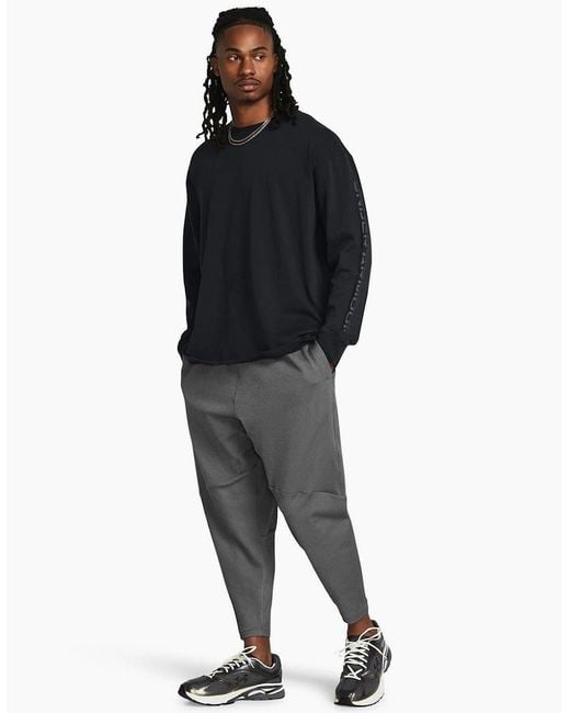 Under Armour Gray Ribbed Joggers With Open Hem for men