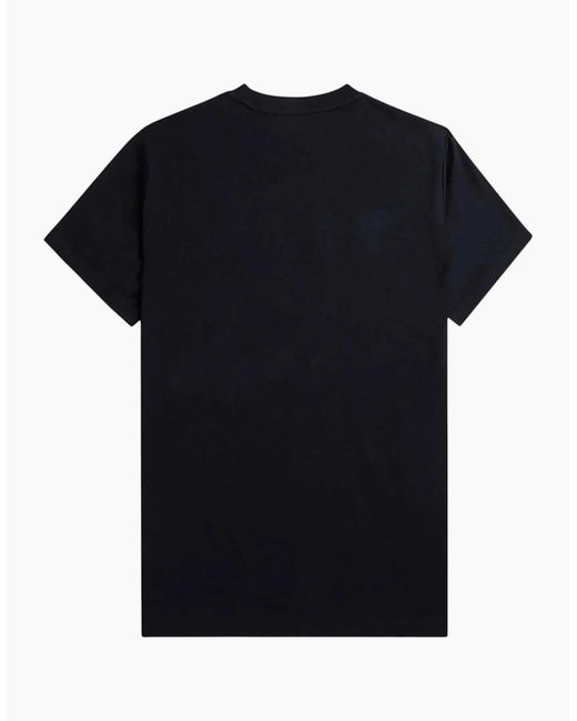 Fred Perry Black T Shirt Textured Laurel Wreath Logo Crew Neck Short Sleeve Summer Tee for men