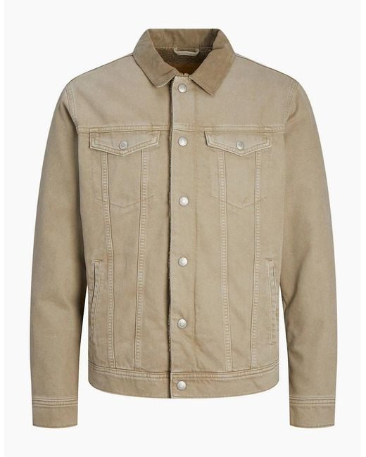 Jack & Jones Natural Sherpa Denim Jacket With Front Pocket for men