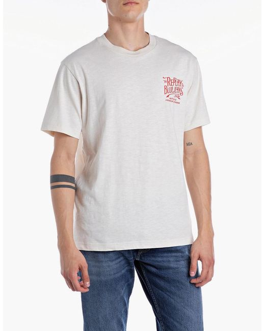 Replay White Royal Eagle Back Print T-Shirt for men