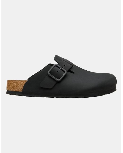 Birkenstock Boston Black Wire Buckle Nubuck Leather Clogs