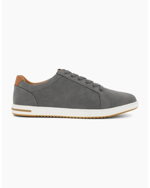 Dune Gray Tezzy Canvas Low Top Sneakers Lace Up for men