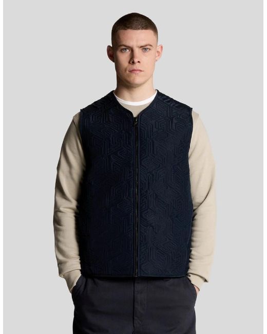 Lyle & Scott Blue Emblem Quilted Gilet for men