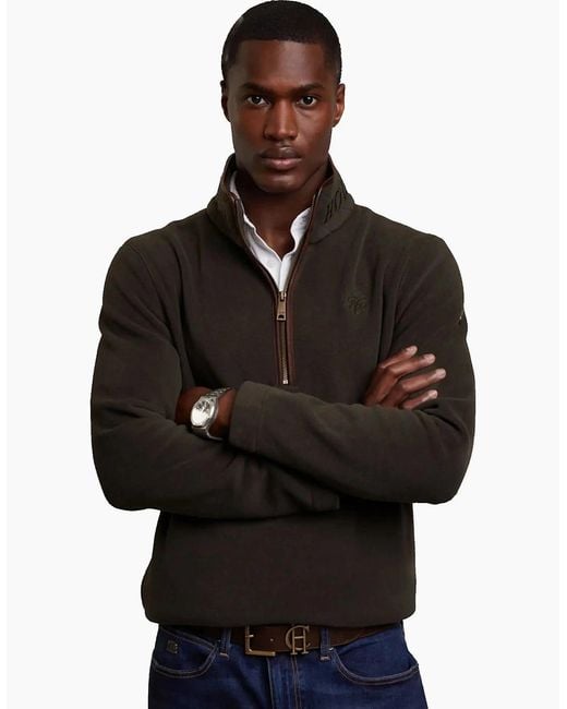 Holland Cooper Black Country Fleece Half Zip Khaki for men