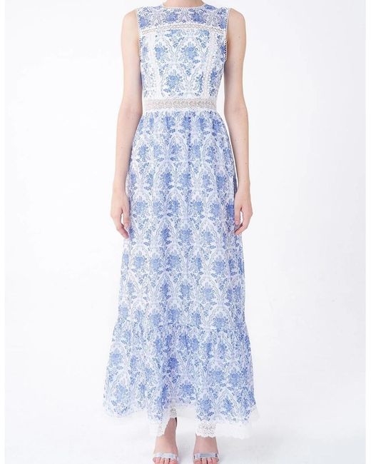 True Decadence Blue Jewel Neck Sleeveless Maxi Wrap Dress
