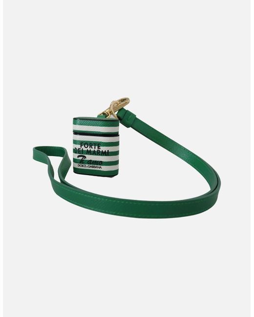 Dolce & Gabbana Green Airpods Case Protective Leather Strap