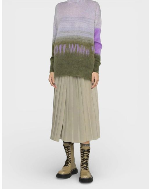Off-White c/o Virgil Abloh Purple Mohair Helvetica Logo Turtleneck Military Lilac