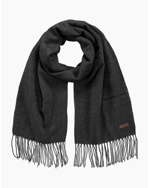 Barts Black Soho Wide Herrinbone Outdoor Scarves for men