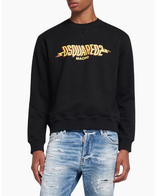 DSquared² Black Macho Logo Sweatshirt for men