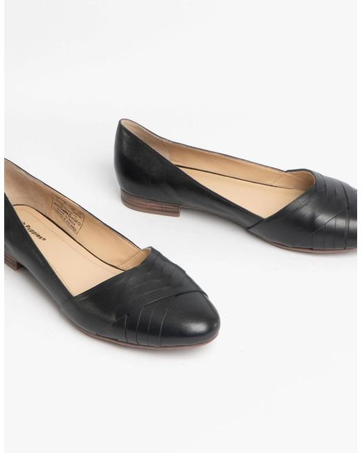 Hush Puppies Black Marley Leather Ballerina Shoes
