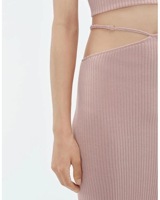 Amiri Pink Ribbed Staggered Midi Skirt