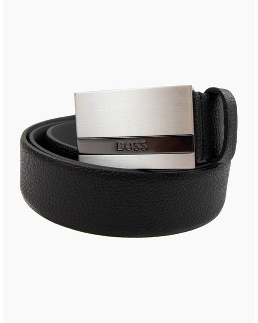 Boss Gray Baxton Engraved Plaque Buckle 001 for men