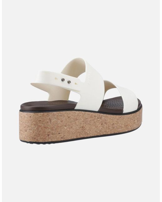 CROCSTM White Brooklyn Cork Low Wedge Sandals