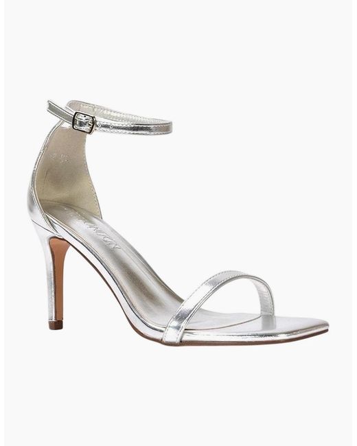 XY London White Ladies Emma Metallic Square Toe High Stiletto Heel Sandals