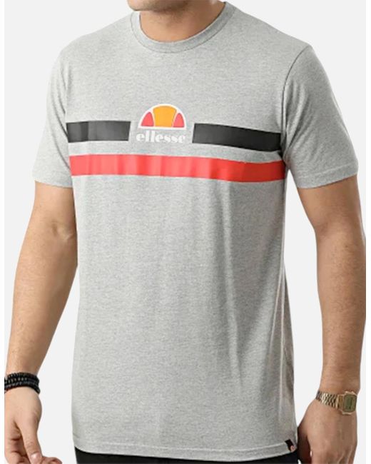Ellesse Gray Aprel T Shirts Crew Neck Short Sleeve Cotton Summer Beach Tee Print for men